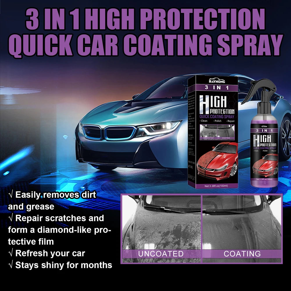 3in1 Quick Coat Polish Sealer Spray Auto Nano Ceramic Coating Agent Car