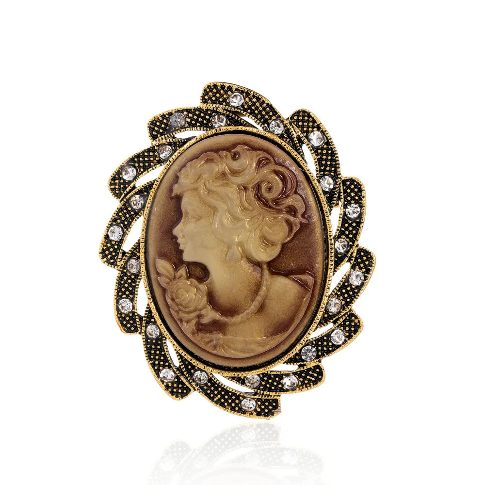 Vintage Victorian Design Queen's Cameo Brooch Pin, Antique