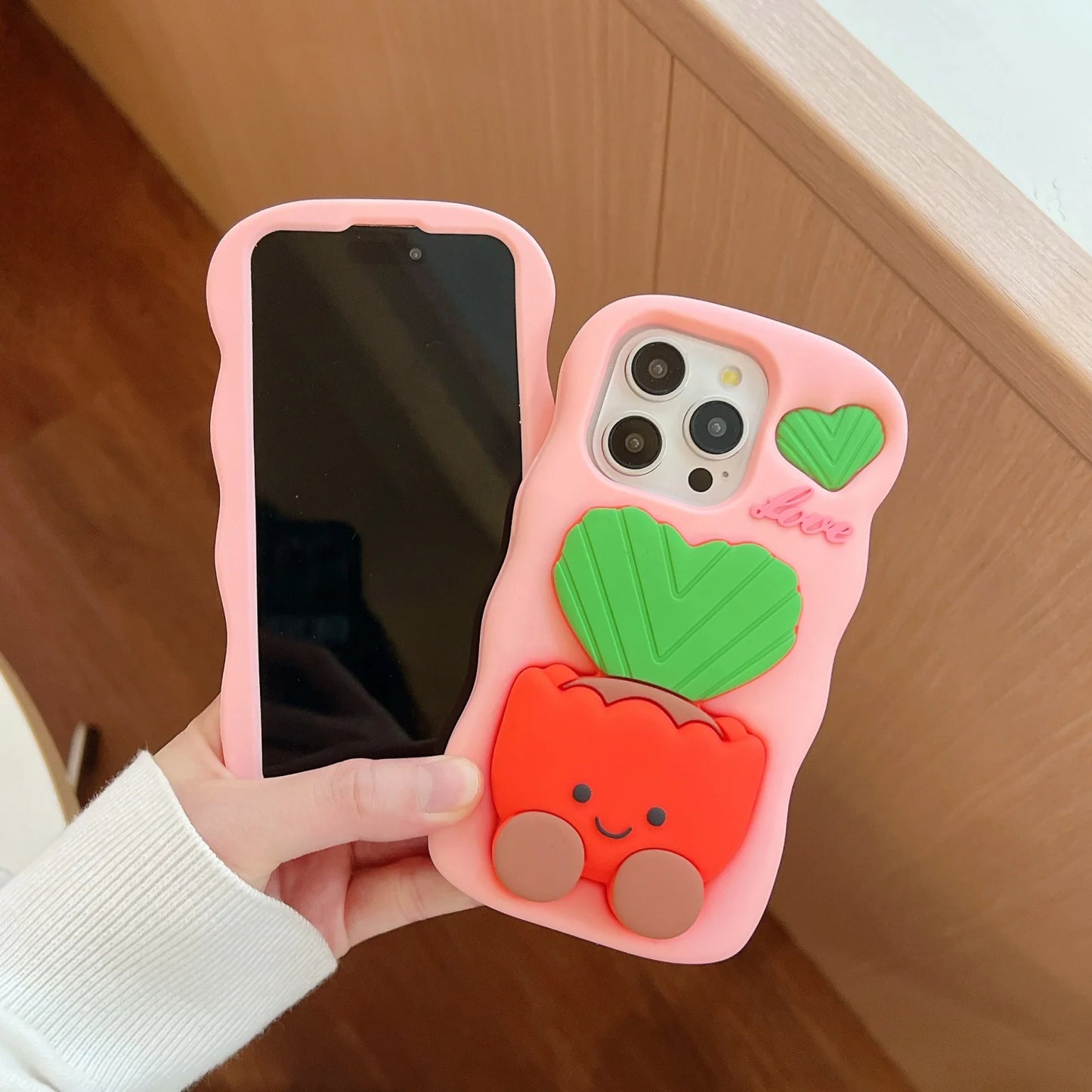 Soft Silicone 3D Potted stand for iPhone Shatterproof Cover