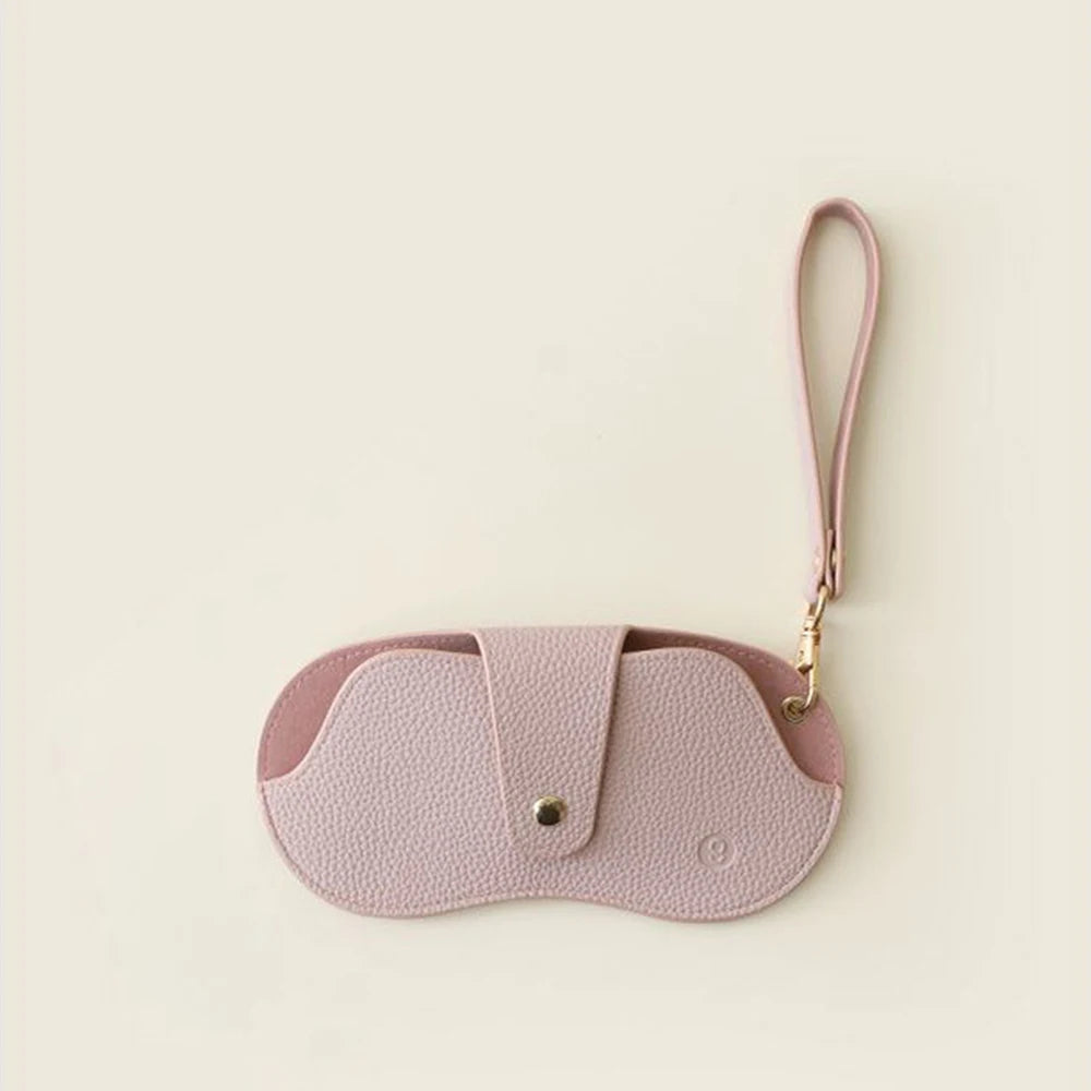 Soft Lychee Pattern PU Leather Glasses Bag Retro Sunglasses