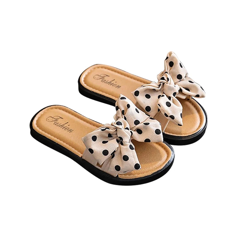 Toddler Baby Girls Summer Beach Slipper Dots Bow Beach Sandals