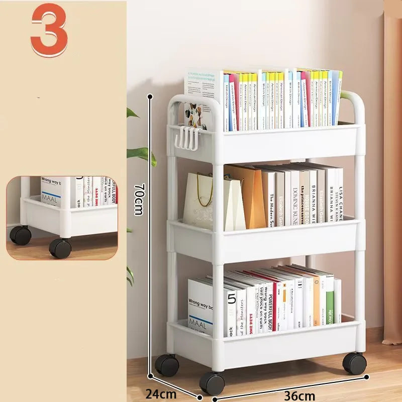 Multi-Layer Trolley Rack Plastic Trolley Kitchen Mobile Storage Rack with Wheels