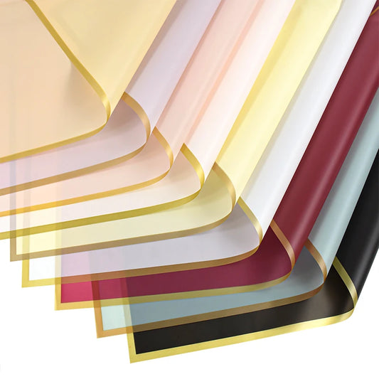 Golden Edge Flower Wrapping Paper Waterproof Bouquet Gift Packaging Decoration Supplies