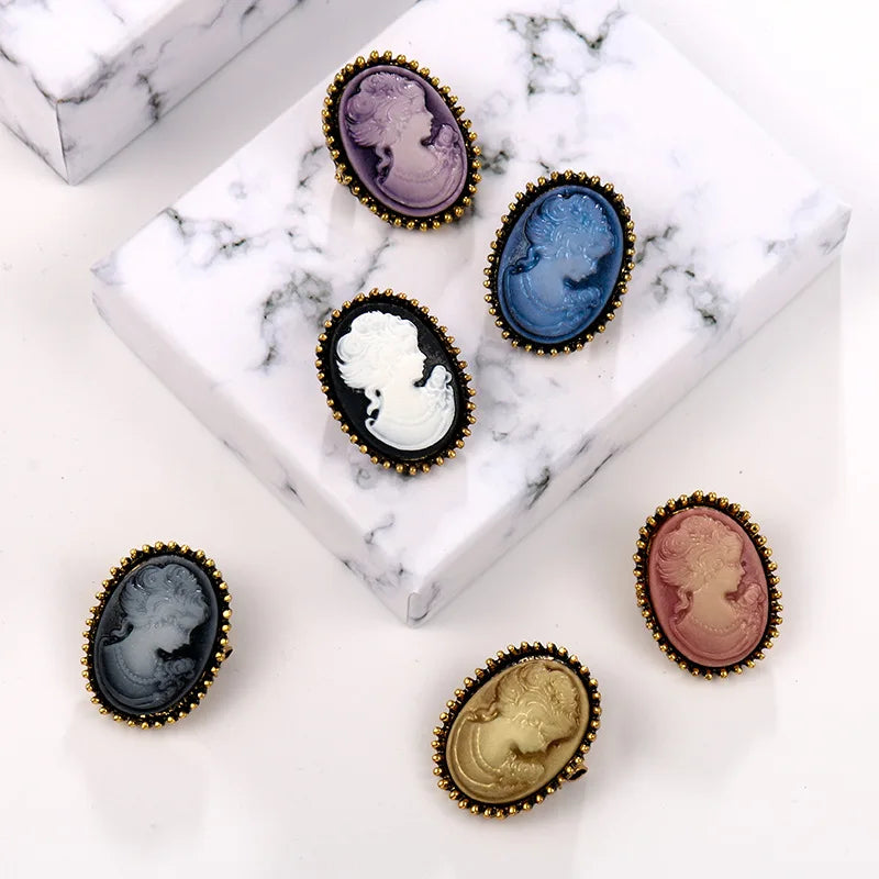 Vintage Cameo Elegant Queen Head Portrait Brooch For Women Antique Wedding