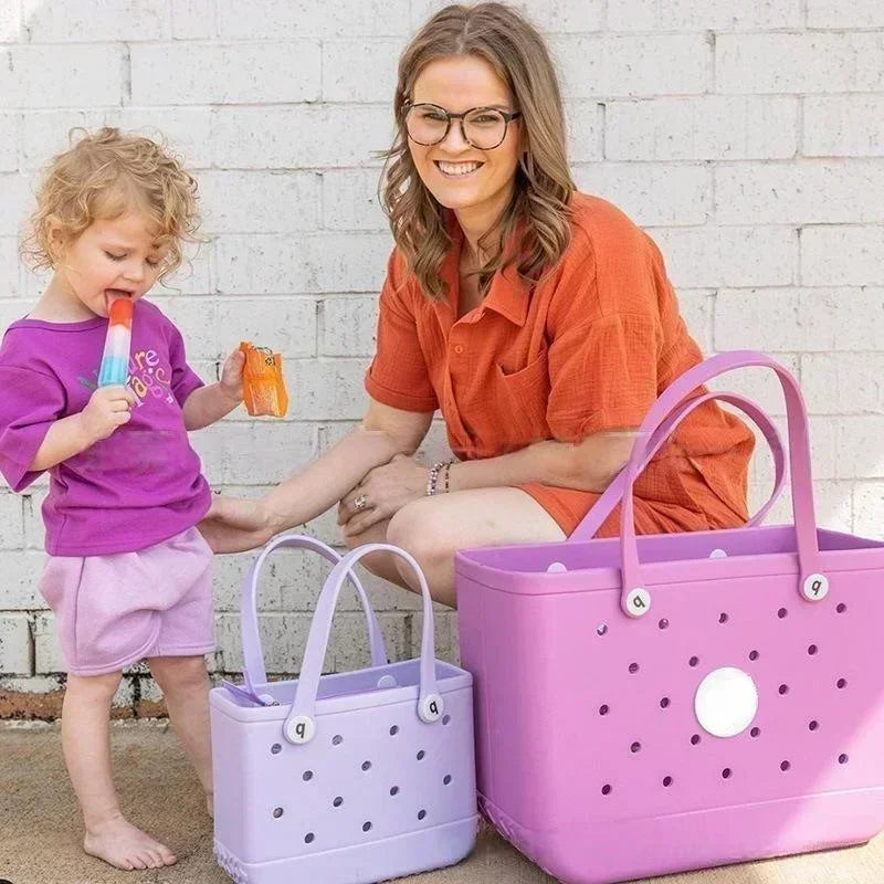 Small Beach Bag Tote Silicone Basket Waterproof Mini Jelly Handbag