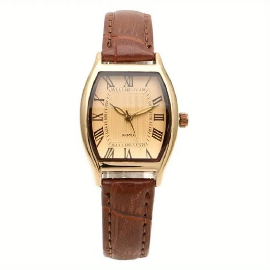 Vintage Pointer Quartz Watch Minimalist Roman Numeral Dial