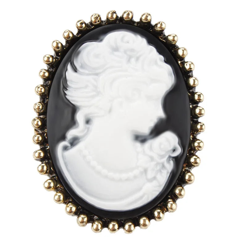 Vintage Cameo Elegant Queen Head Portrait Brooch For Women Antique Wedding