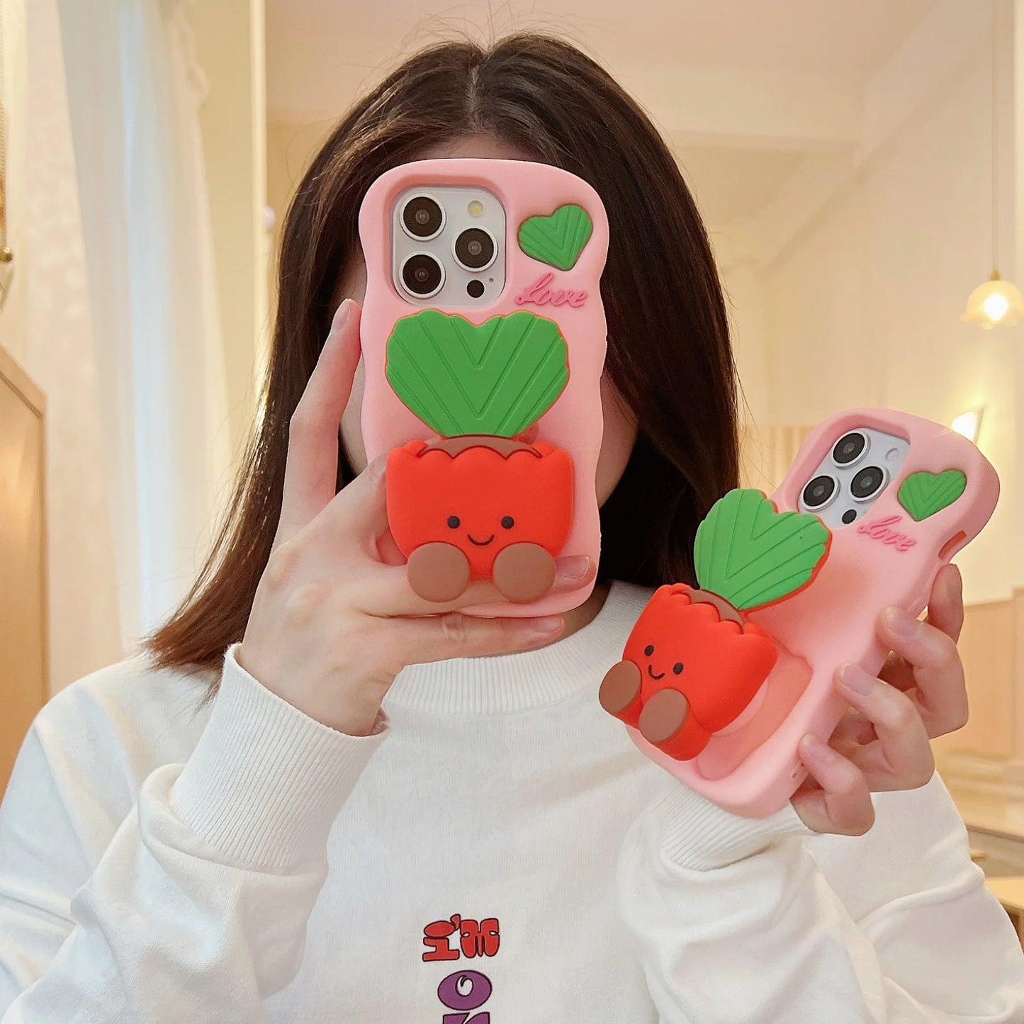 Soft Silicone 3D Potted stand for iPhone Shatterproof Cover