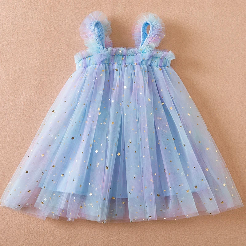 Little Flying Sleeve Dress Children's Bow Strawberry Embroidery
