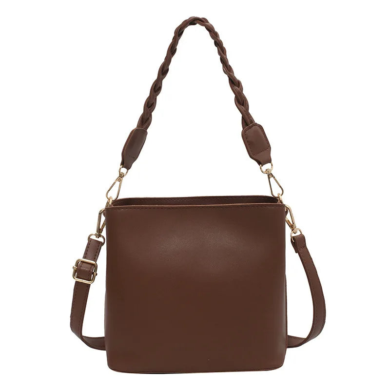 Retro Versatile Design Bucket Shape Crossbody Bag