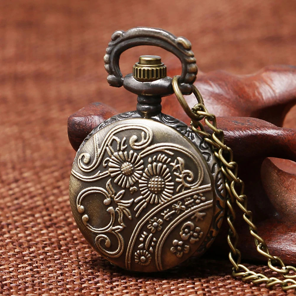Vintage Bronze Retro Bronze Sailboat Design Small Size Quartz Pocket Watch