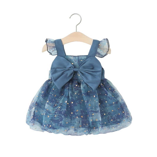 Summer Sequin Mesh Small Fly Sleeves Baby Dress