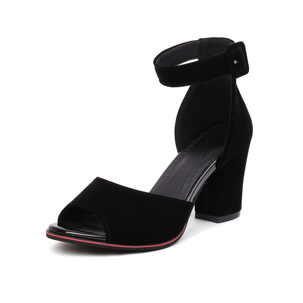 Blue Peep Toe Summer High Heels Women Sandals Wild Word Buckle