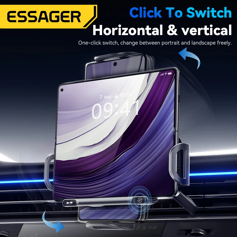 Essager 15W Car Wireless Charger Dual Coil One-Touch Rotatable Car Phone Holder