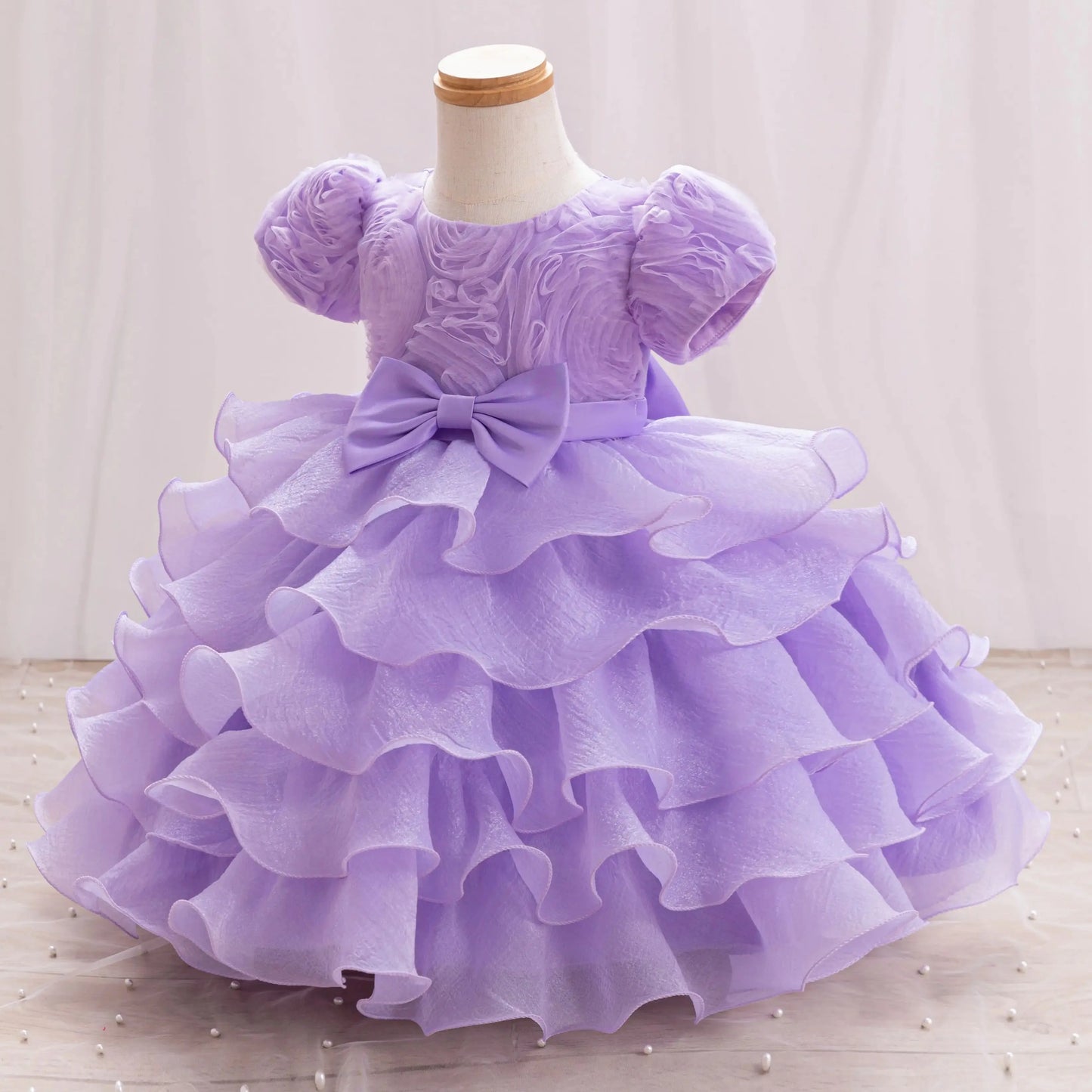 Girl dress Elegant Spring/Summer floral soft yarn