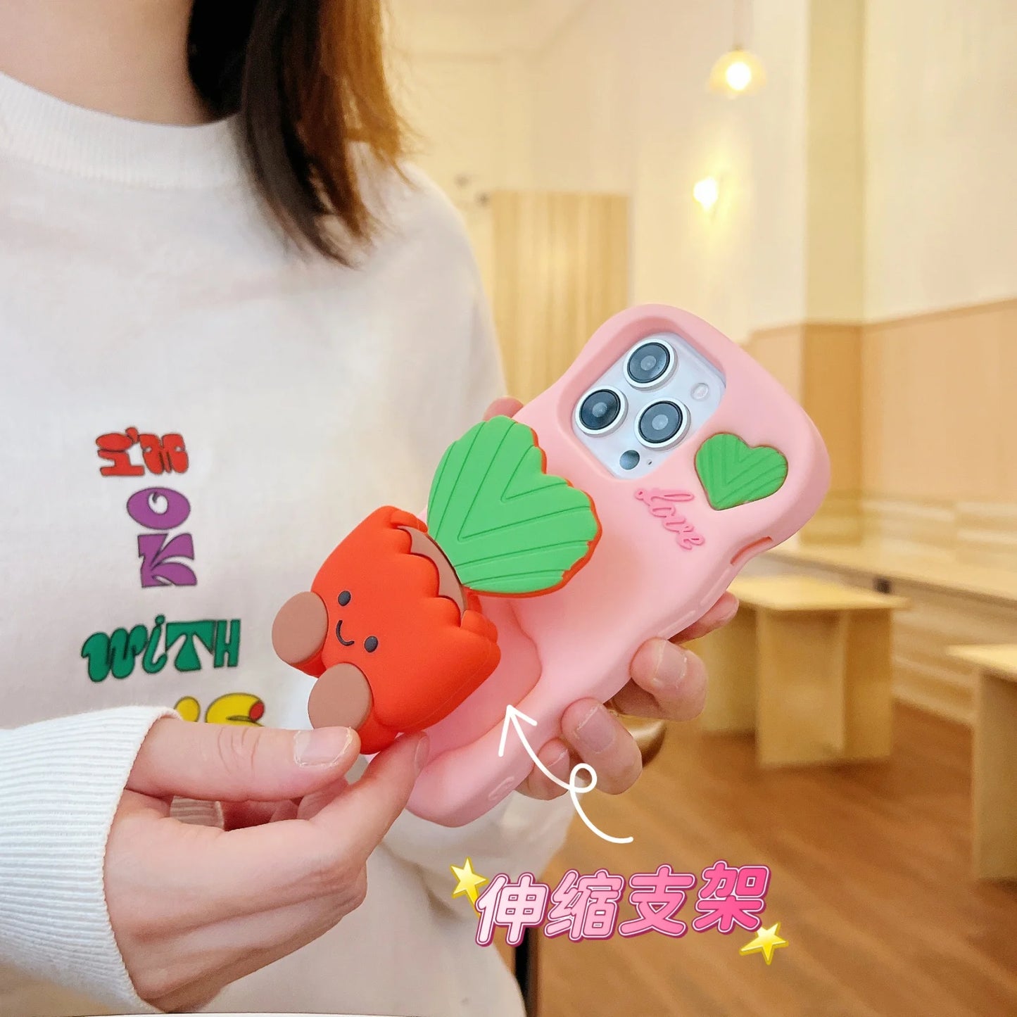 Soft Silicone 3D Potted stand for iPhone Shatterproof Cover