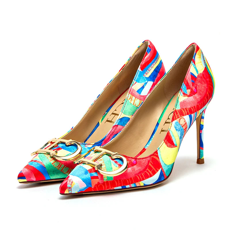 CHCH Women's High Heels New Pointed Metal Buckle