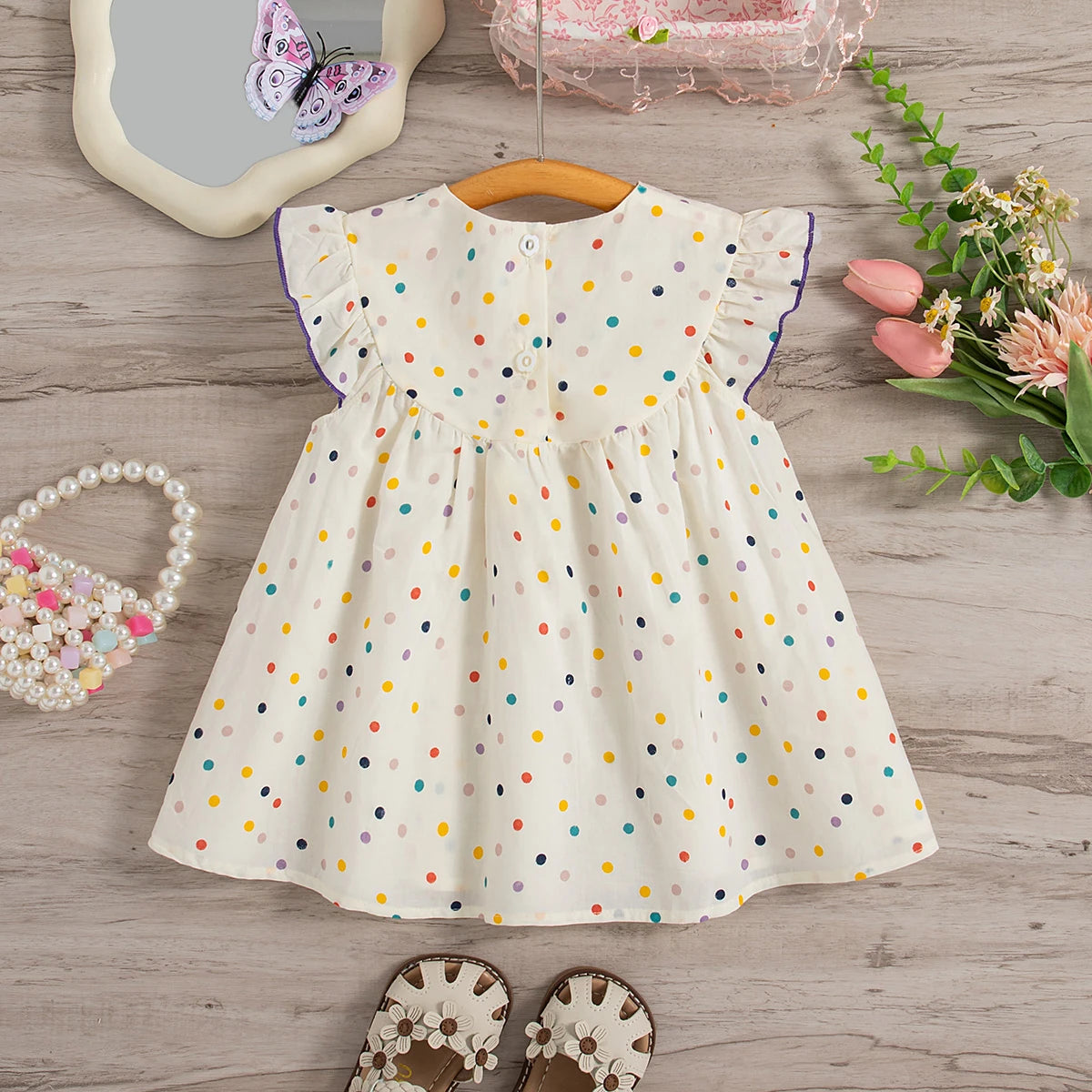 Dress Summer Colorful Polka Dot Flower Embroidery Princess