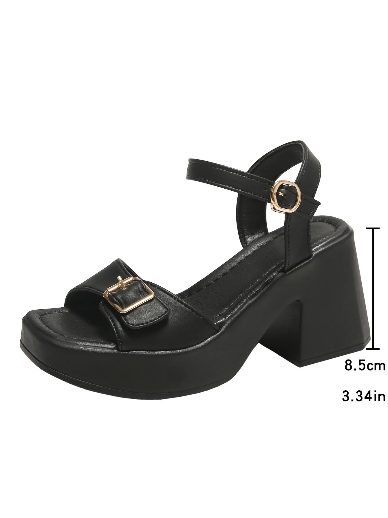 Sole sandals solid color casual shoes one line buckles high heel sandals