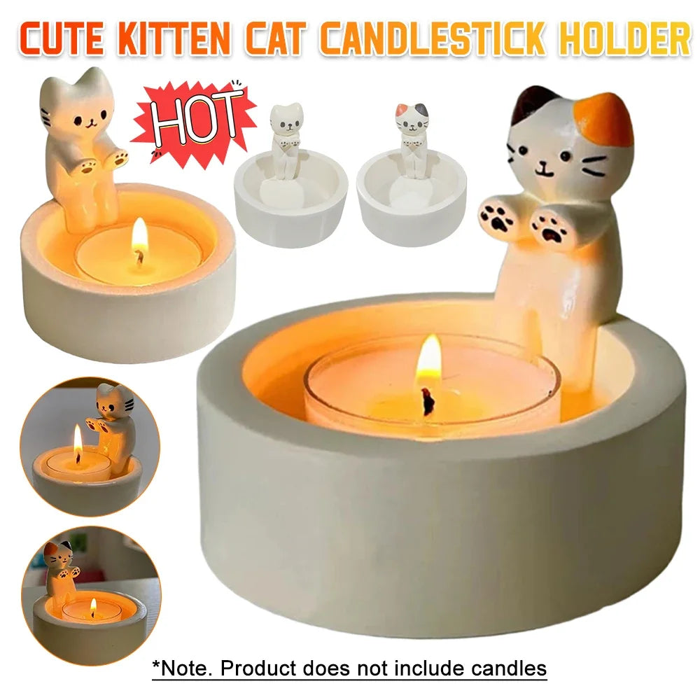 Kitten Candle Holder Cute Cat Candlestick Creative Aromatherapy Candle Holder Durable