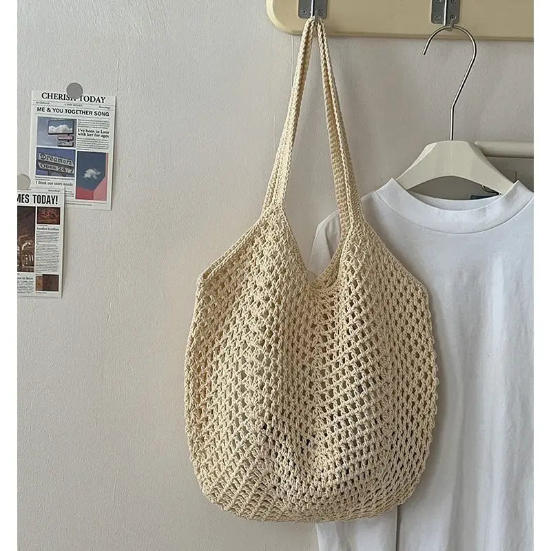 Leisure large capacity cotton woven bag, beach bag