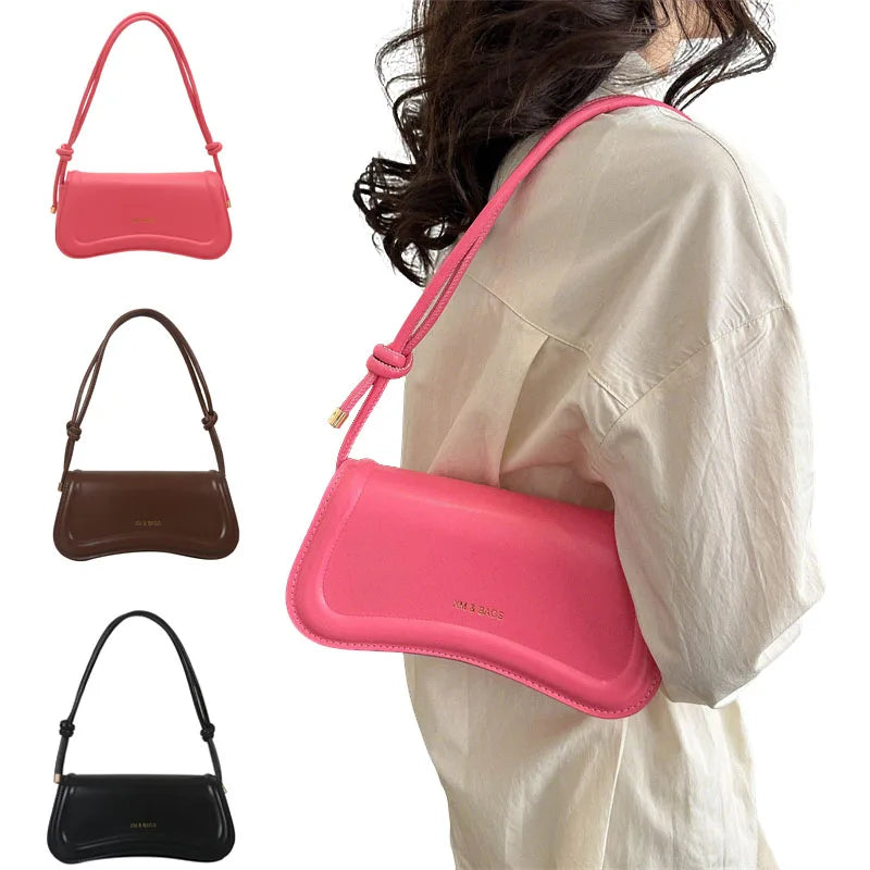 Underarm Bags Solid Color Small Top-handle Bags Purse Female Daily Handbags PU Leather