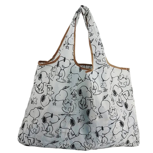 Snoopy Foldable Shopping Bag Thick Nylon Large Tote Reusable Waterproof Polyester