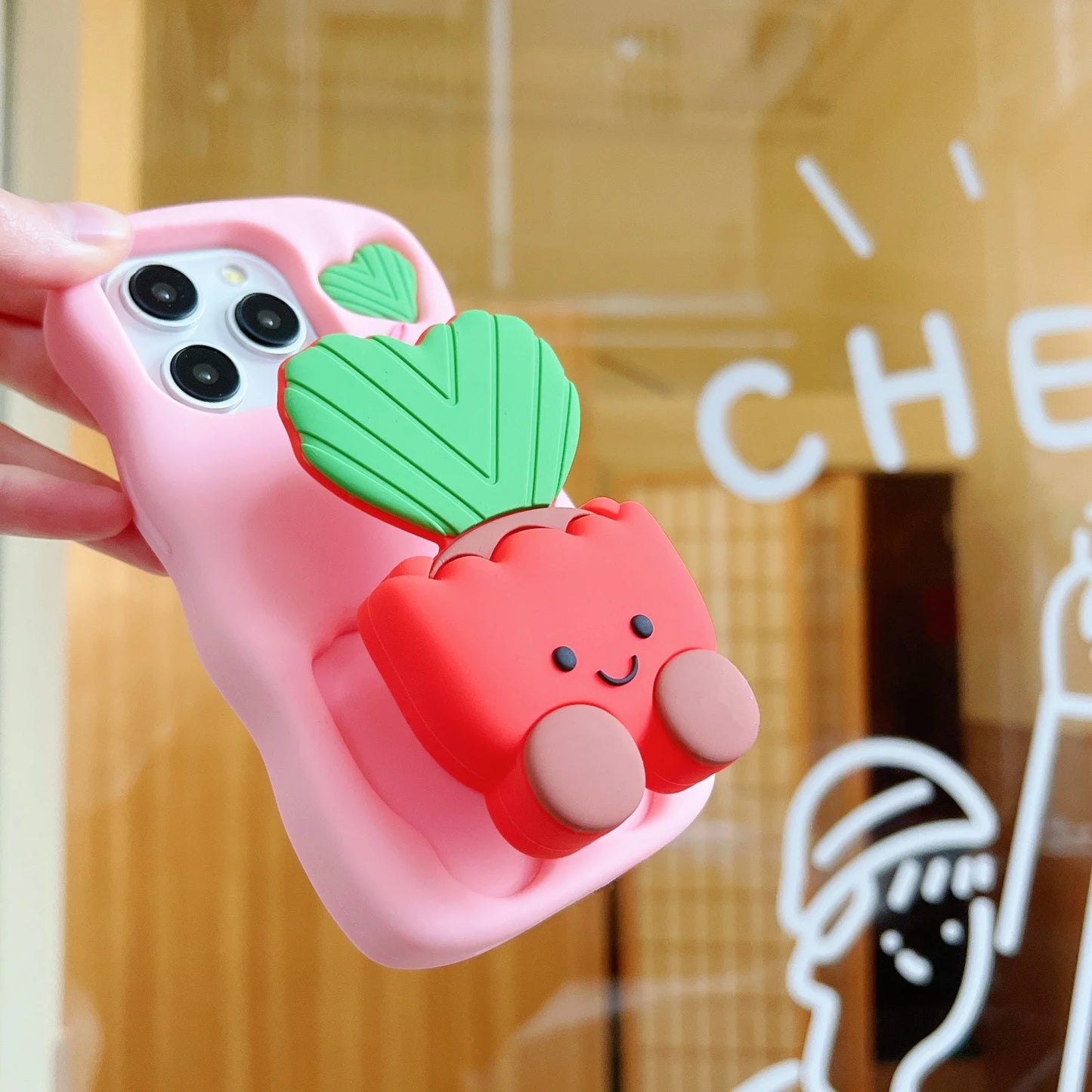 Soft Silicone 3D Potted stand for iPhone Shatterproof Cover