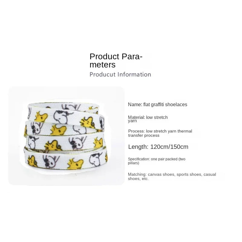 1 Pairs Snoopy Cartoon Shoelace 120Cm/150Cm