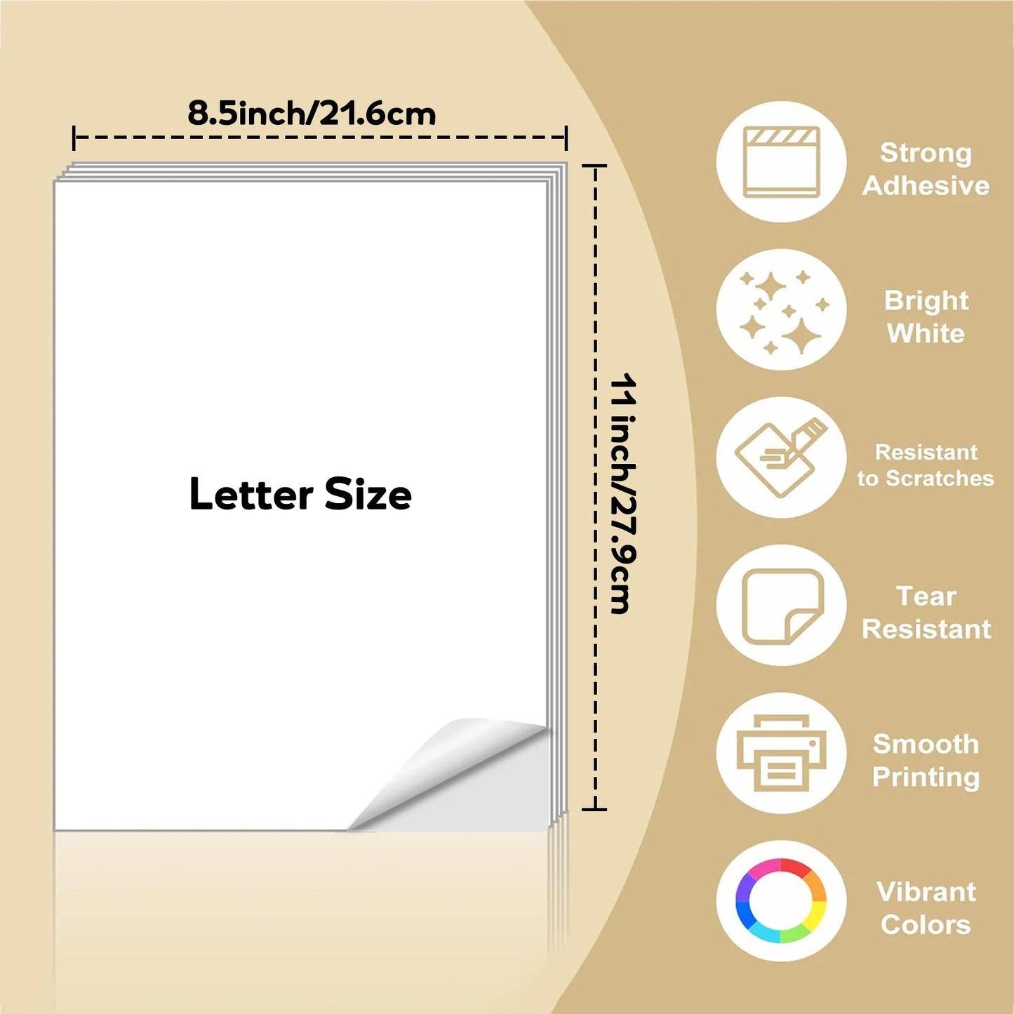Glossy White Printable Vinyl Sticker Paper Tear-Resistant Waterproof Inkjet