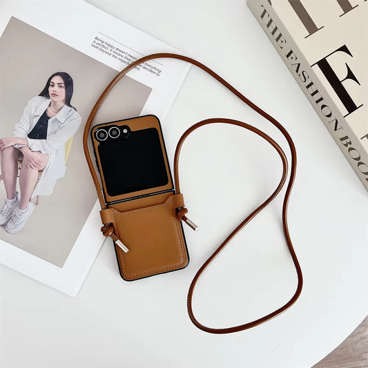 Card Bag Leather Folding Phone Case for Samsung Galaxy Z Flip