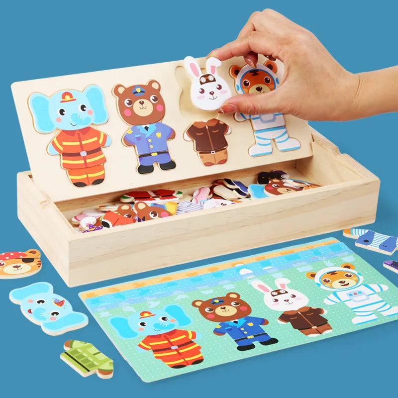 Children's Early Education Wooden Jigsaw Puzzle Dressing Game