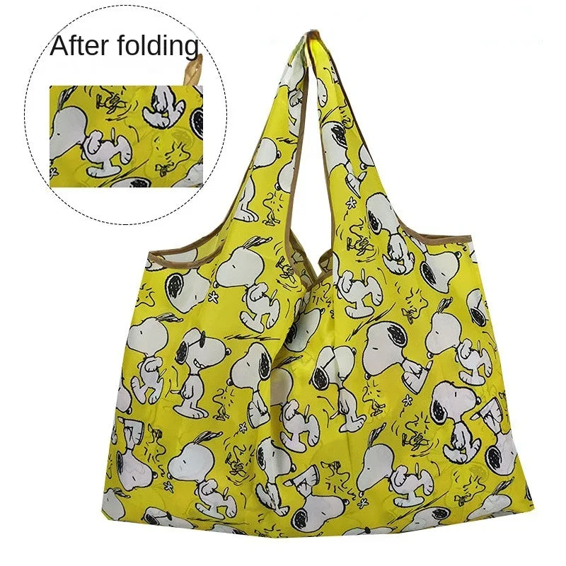 Snoopy Foldable Shopping Bag Thick Nylon Large Tote Reusable Waterproof Polyester