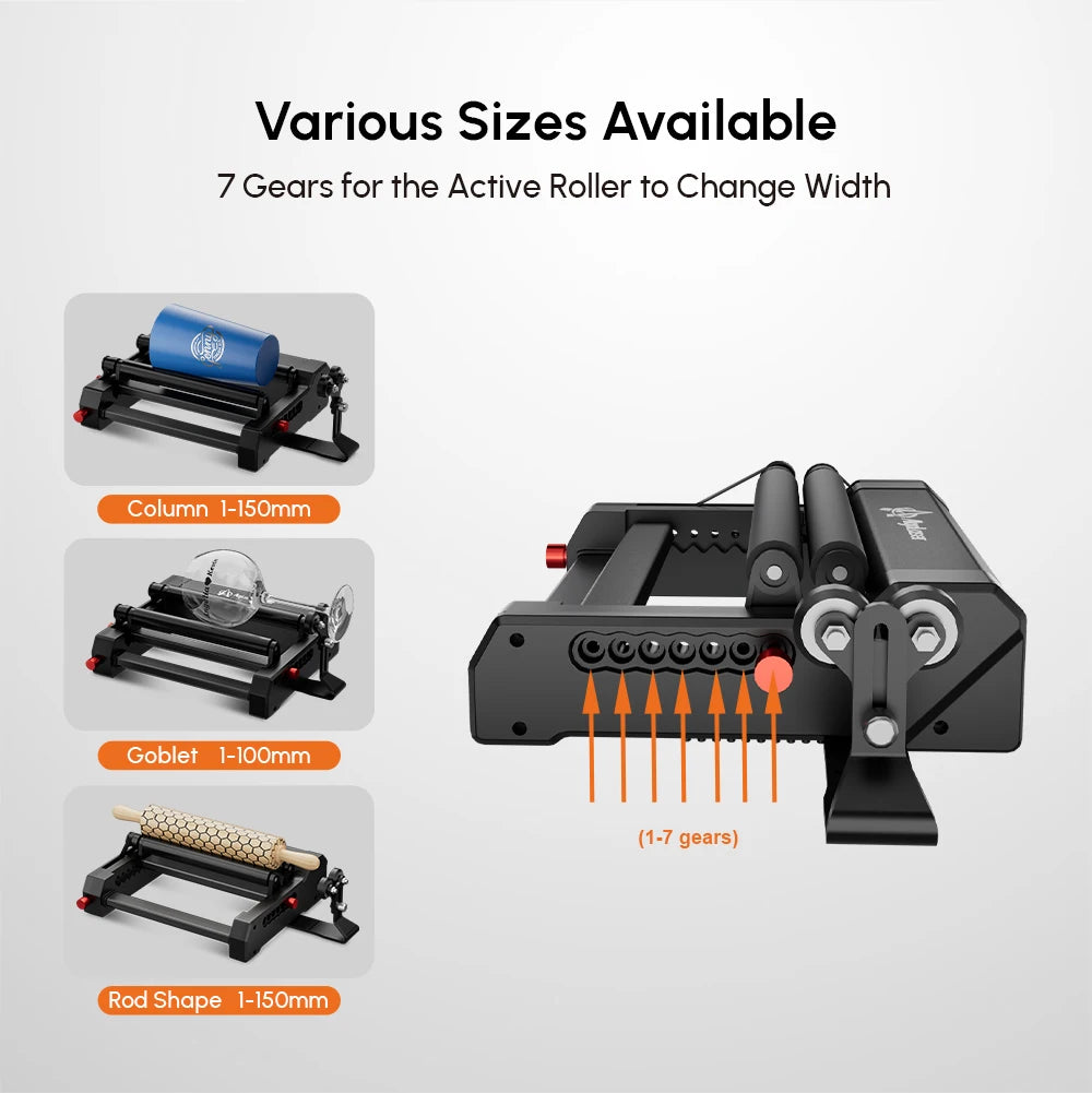 AlgoLaser Rotary Roller 2 For Laser Engraver Cutter 360° Engraving All Cylindrical
