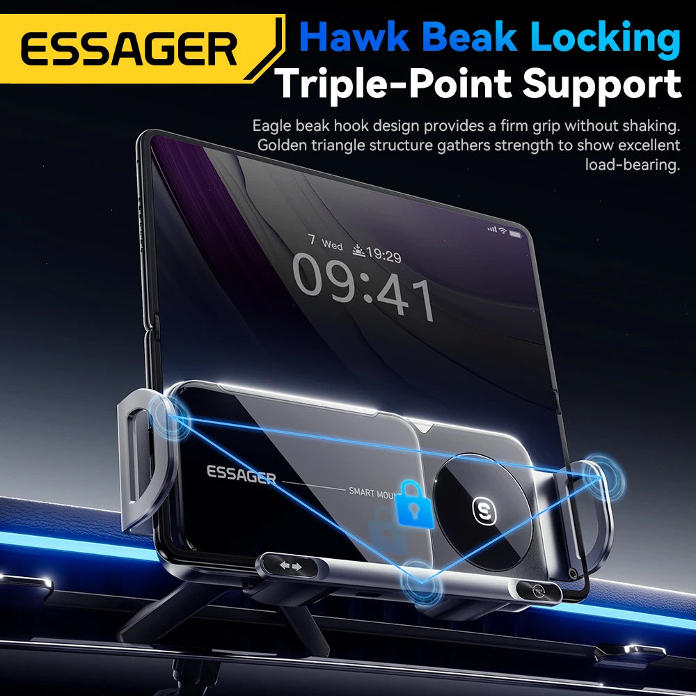 Essager 15W Car Wireless Charger Dual Coil One-Touch Rotatable Car Phone Holder