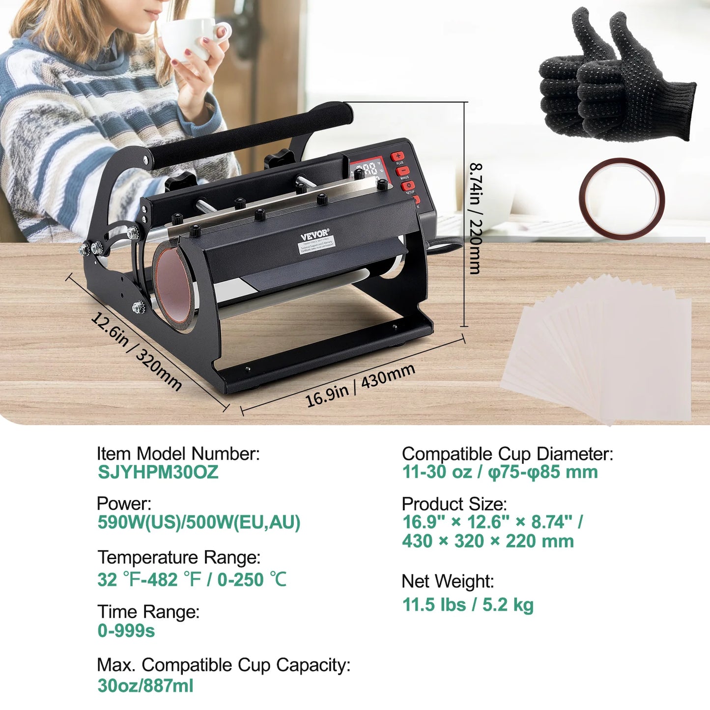Tumbler Heat Press Machine 2 Station Heaters 11-30oz Mug Press Tumbler Press Sublimation