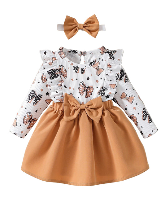 cartoon bow pattern in spring and autumn dress