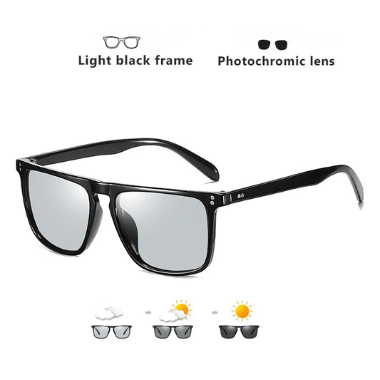 Brand Rivet Square Photochromic Sunglasses Polarized