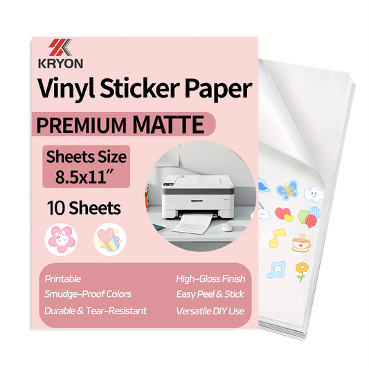 8.5x11 Inch Matte Printable Vinyl Sticker Paper Tear-Resistant Material