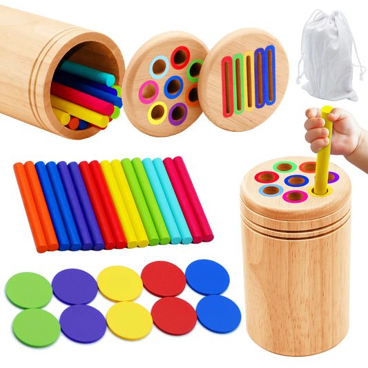Montessori Wooden Toys Color Sorting Fine Motor Toys Shape Matching Sensory