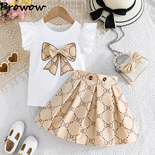 School Outfit Flutter Sleeve Front Bow