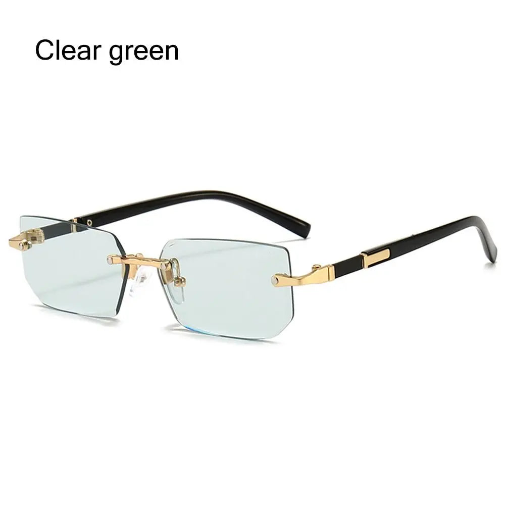 Trendy Rimless Sunglasses Frameless Rectangle Retro Shades Summer