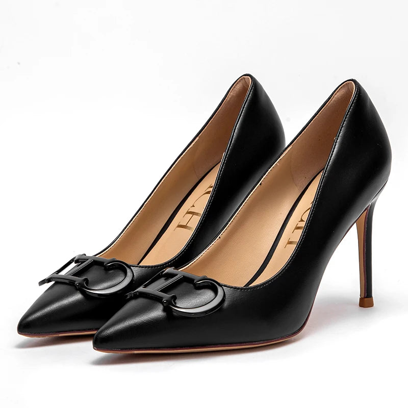 CHCH Women's High Heels New Pointed Metal Buckle