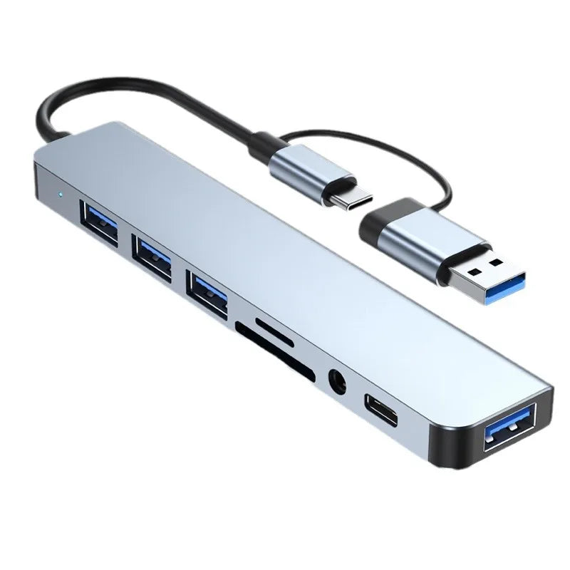 8 in 2 USB +Type C HUB Docking Station Phone Disk Converter