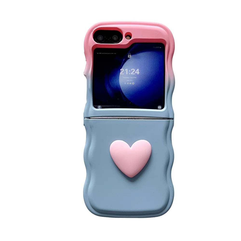 3D Love Heart Gradient Folding Case for Samsung Galaxy Z Flip