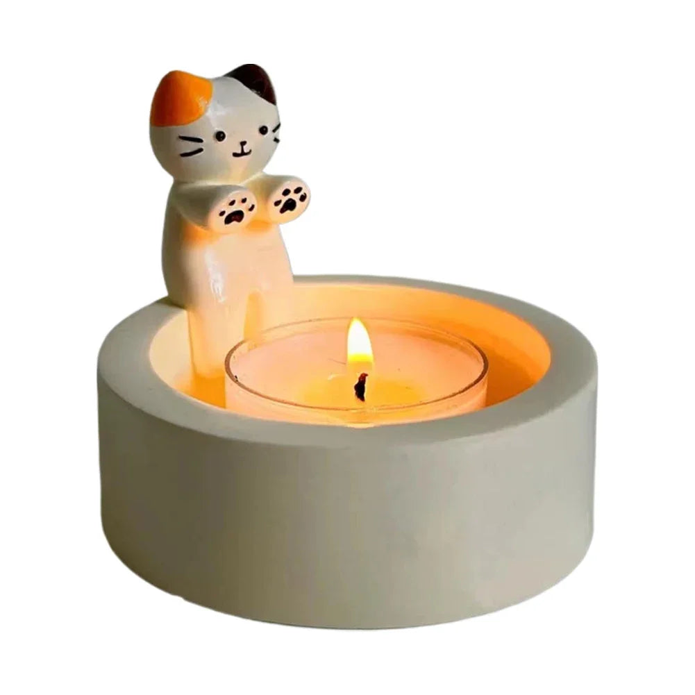 Kitten Candle Holder Cute Cat Candlestick Creative Aromatherapy Candle Holder Durable