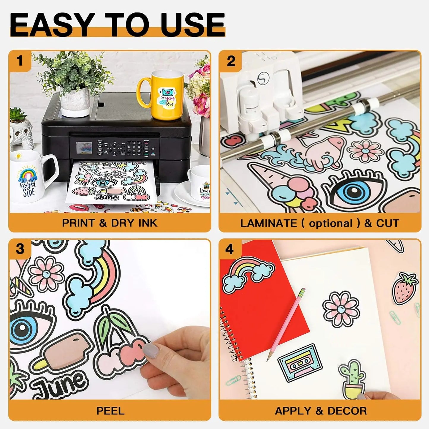 8.5x11 Inch Matte Printable Vinyl Sticker Paper Tear-Resistant Material