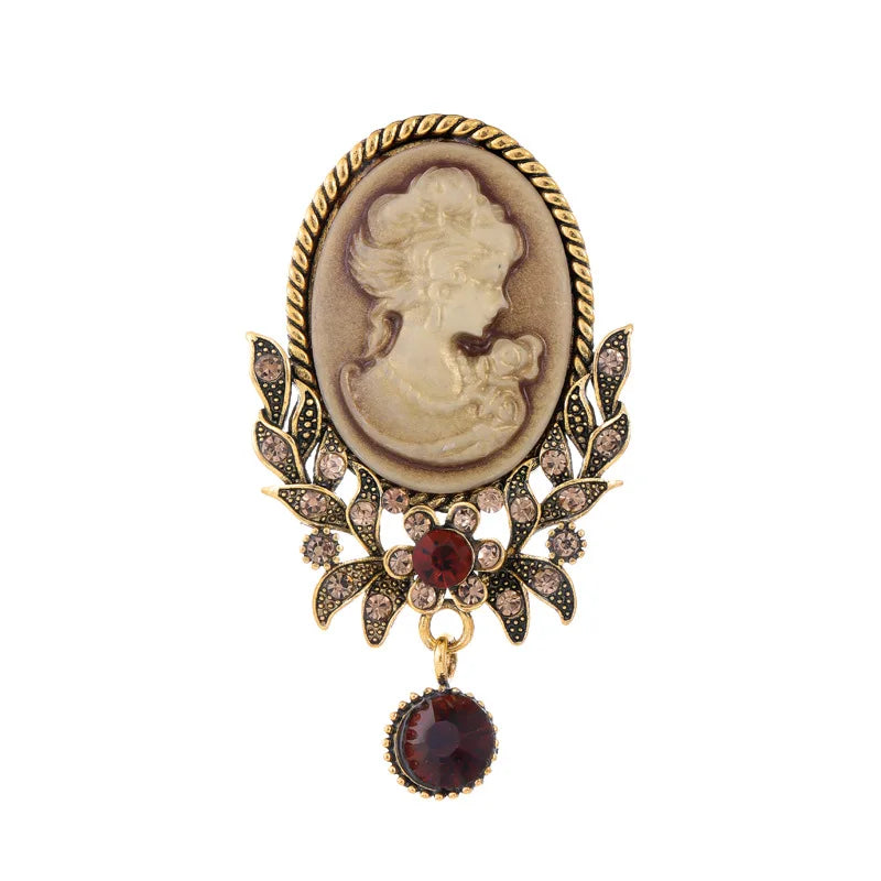 Vintage Victorian Design Queen's Cameo Brooch Pin, Antique