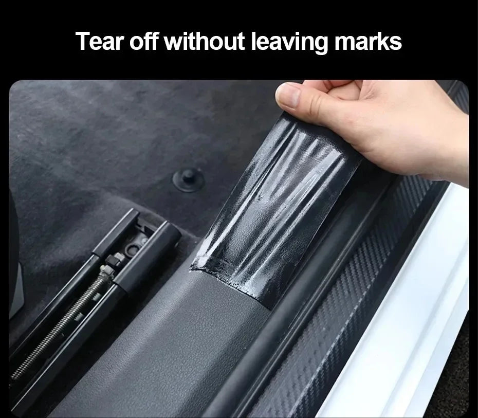 3D Carbon Fiber Sticker Paste Car Threshold Protective Film Anti Scratch Waterproof
