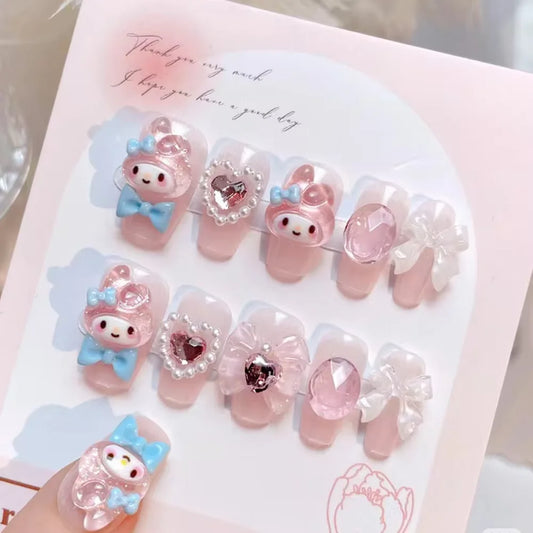 Sanrio Anime Cute Nail Patches False Nail Tips Cartoon Y2K Press on Nail